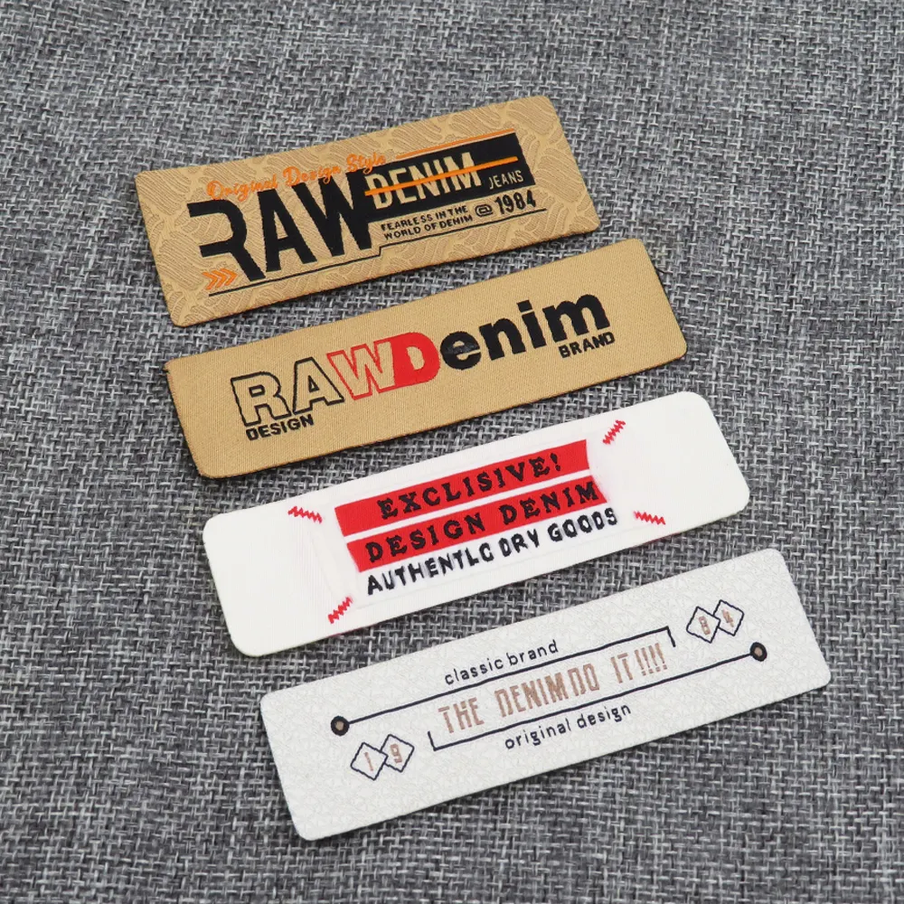 High quality customized eco friendly recycled woven label end fold clothing label patches garment accessories