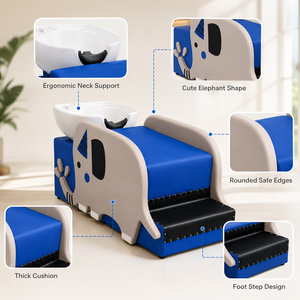 Lettino Lavatesta XFMC Comfort Safety per Bambini, Design Moderno a Forma di <span class=keywords><strong>Elefante</strong></span>, con Lavabo <span class=keywords><strong>in</strong></span> Ceramica per Parrucchieri - Product Image 3