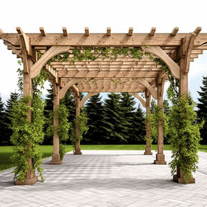 <span class=keywords><strong>Gazebo</strong></span> Moderno in GRC (Fibra di Vetro Rinforzata) per Esterni, Decorativo, in Cemento Color Sabbia con Effetto Legno - Product Image 3
