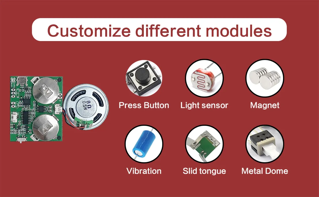 Haute qualité nouvelle R & D 8mb aimant activé Module de son enregistrable puce vocale Micro USB pour bricolage Audio musique carte de voeux et boîte