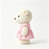 Adorable Ours en Peluche Assis et Moelleux, Poupée en Peluche avec Robe à Bordure en Dentelle, Jouet Ours Parfait pour un Cadeau
