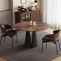 Table à manger en bois haut de gamme avec chaises, style rétro, table à manger ronde design, table de dîner luxueuse légère pour usage domestique