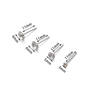 Stainless Steel Bowl-Shaped Earring <b>Post</b> Base <b>Round</b> For Earring Making DIY Jewelry Accessories - Product Image 2