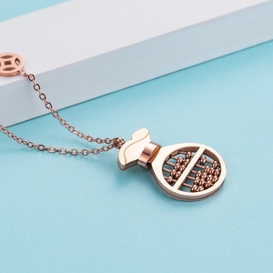 tily venta al por mayor de joyería chapado en oro rosa moneda de cobre fortuna Abacus colgante collar de cadena para las mujeres - Product Image 2