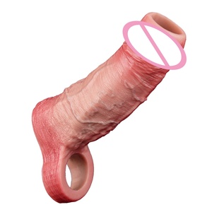 ORALSX Long Big Size Penis Sleeve Cock Sheath Realistic Hollow <b>Dildo</b> Penis Enlargement Sleeve Delay Ejaculation Sex Enhancer Toy - Product Image 1