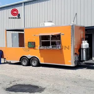 Hot Dog Hamburger Café Chariot Alimentaire Taco Camion Alimentaire Pizza Mobile Remorque Alimentaire avec Porche à Vendre