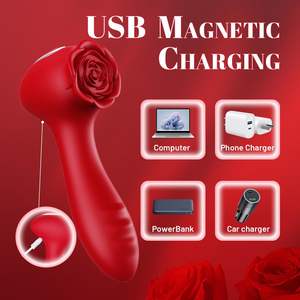 Vibromasseur Rose à 10 Vitesses pour Point G, Plug Anal Vibrant, Œuf Vibrant, Stimulation Clitoridienne, Perle Rotative en Forme de <span class=keywords><strong>Fleur</strong></span> de Rose - Product Image 3