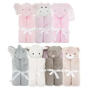 Personnalisé super doux tissu animal mignon sécurité amical nouveau-né recevant coton hiver polaire bébé couverture