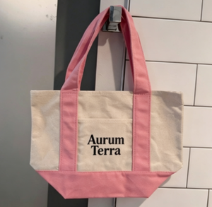 Sac fourre-tout en toile de coton personnalisé avec logo brodé, mini, bleu menthe, rose, cadeau, bonbons - Product Image 2