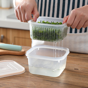 Conteneur filtrant couvert pour le stockage des oignons verts, de l'ail, du gingembre et de la coriandre, pour une conservation optimale à la maison, idéal pour le réfrigérateur. - Product Image 2