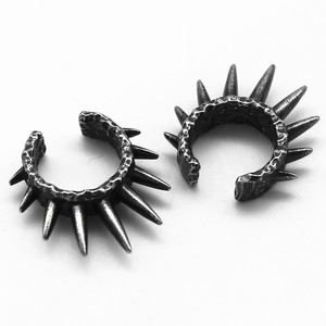 Pendientes de clip yunnique con forma de pico, de acero de titanio negro, joyería geométrica de moda para hombres y mujeres - Product Image 3