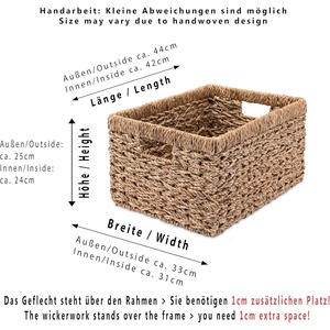 Paniers de rangement rectangulaires en <span class=keywords><strong>rotin</strong></span> de bambou fait à la main très durables tissés en jonc de mer - Product Image 3