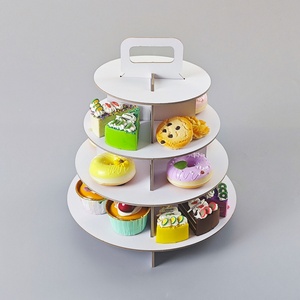 Support à gâteau rond en carton de haute qualité Sunshine à 4 étages avec couvercle transparent et en papier pour les fêtes et les mariages - Product Image 5