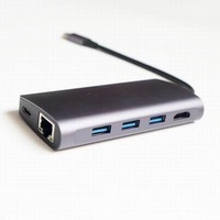 Hub USB-C 11 en 1 para Macbook, HDMI 4K, Interfaces USB 3.0/2.0, RJ45 100Mbps/1000Mbps, SD, Carga y Datos, Aleación de Aluminio