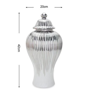 Crystal Luxury White and Gold Flower <b>Vase</b>, Ceramic Ginger Jars with Lid, Ceramic <b>Vase</b> for Hotel Home Decorative - Product Image 5