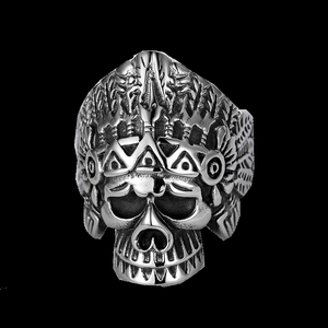 Anillo de Calavera <span class=keywords><strong>Punk</strong></span> Gótico para Hombre y Mujer, Joyería de Motociclista Hecha a Mano, Acero Inoxidable, Estilo <span class=keywords><strong>Retro</strong></span> Americano, Jefe de los Guerreros - Product Image 6