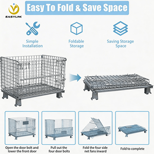 Contenedor de Almacenamiento Plegable y Apilable de Acero Personalizado para Supermercados Industriales Easylink, Jaula para Montacargas con Capacidad de 1200 kg, Recubrimiento en Polvo - Product Image 3