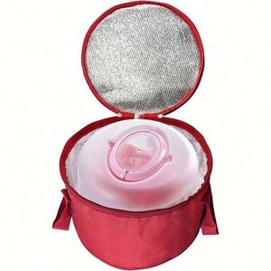 Custom Round Cooler Bag Reusable 600D Polyester Cylinder Insulated Lunch Tote Carry Bag With <b>Food</b> <b>Container</b> - Product Image 4