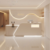 Bureau de réception lumineux LED octogone MDF personnalisé pour musée de la technologie Salon de beauté crème bureau commercial haut de gamme