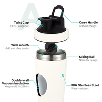 Gobelet isotherme de camping en acier inoxydable double paroi anti-fuite de 26 oz avec poignée, isolation thermique de 12 à 24 heures