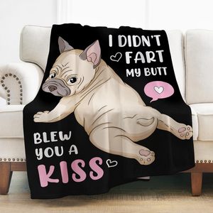 Fun French Bulldog Flannel <b>Blanket</b> <b>Throw</b> <b>Blanket</b> Nap <b>Blanket</b> Fade Resistant Lightweight for Bed Sofa Couch Custom Print - Product Image 6