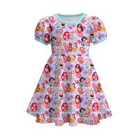Nouvelle Collection : Robe d'été décontractée pour filles, col rond, en soie de lait, manches courtes, à volants, motif imprimé, respirante, style vintage