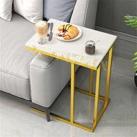 Meubles de salon, petite table d'appoint en marbre, table basse de luxe, table de canapé, table d'appoint en marbre noir et or à vendre