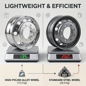 Jante de camion en aluminium MEIKA, neuve, 17,5*6,75, robuste, forgée, remplacement de moyeu de roue, brillante, haute dissipation de chaleur, ISO - Product Image 5