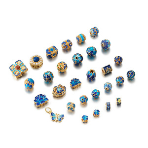 Cloisonne Enamel Flower Beads Copper DIY Jewelry Accessories 8mm Blue Gold Plated Handmade Beads For Bracelets Necklaces - Product Image 5