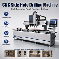 Machine de perçage et de rainurage latéral CNC à double broche pour meubles en panneaux, avec cadre en acier robuste et revêtement anti-corrosion