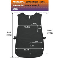 7925 imperméable Polyester Salon de coiffure barbier sans manches gilet tablier Smock avec 4 poches léger noir barbier tablier pour hommes