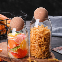 Stoples Kaca Borosilikat Tinggi Bentuk Lonceng 2026 Dengan Tutup Gabus Bulat untuk Biji Kopi, Pasta, Biji-bijian, Makanan Kering, Dapur