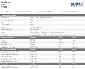 Granulés de polystyrène à fort impact E & E Virgin HIPS HP825 Granulés de polystyrène à fort impact pour matières premières d'application - Product Image 2