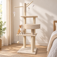 En gros, Grand Lit pour animaux multi-niveaux, Arbre à chat avec griffoirs en sisal, paniers surélevés et jouets à suspendre pour souris