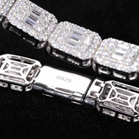 Bracelets de tennis personnalisables très demandés, entièrement sertis de moissanite ronde brillante plaquée argent