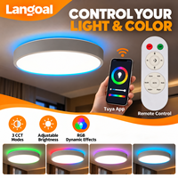 Plafonnier LED rond moderne avec rétroéclairage RGB, mode nuit doux, contrôle intelligent Tuya pour chambre à coucher et home cinéma