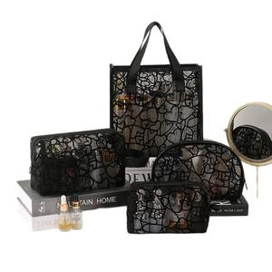 Sac de maquillage en maille en forme de cœur Beilian, capacité moyenne, organiseur de cosmétiques de voyage, trousse de toilette multifonctionnelle - Product Image 3