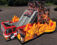 Location de caserne de pompiers gonflable Camion de pompiers gonflable Maison de rebond Toboggan Combo Vente directe d'usine