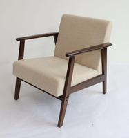 Fauteuil de salon moderne en bois massif, personnalisable avec revêtement en tissu, démontable, pour la maison et le bureau - Vente en gros