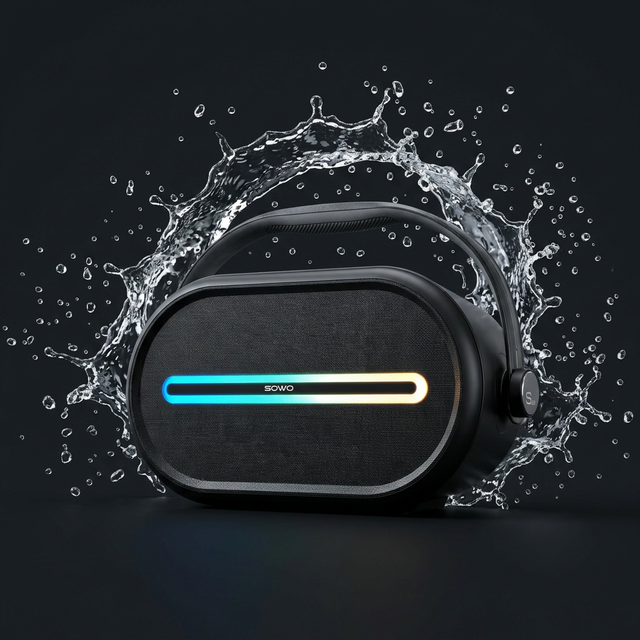SOWO Portable Handle  Speaker IPX4 Splashproof Wireless Audio with RGB Ambient Light Deep Bass for Outdoor & Camping