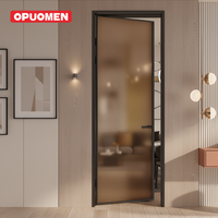 Pintu Kaca Aluminium Alloy Ultra-Tipis Dua Sisi Ultra-Jernih Tanpa Bingkai Gaya Postmodern untuk Interior Vila Sederhana Kamar Mandi