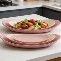 Assiette ovale en mélamine mate de style nordique, texture mouchetée, couleur unie, plateau de service pour pâtes et apéritifs