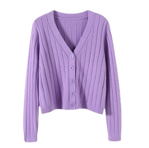 <span class=keywords><strong>Cardigan</strong></span> da donna in maglia a coste verticali <span class=keywords><strong>arancione</strong></span> ruggine, scollo a V, abbottonato, a maniche lunghe, corto, per l'autunno inverno e il look quotidiano a strati - Product Image 4