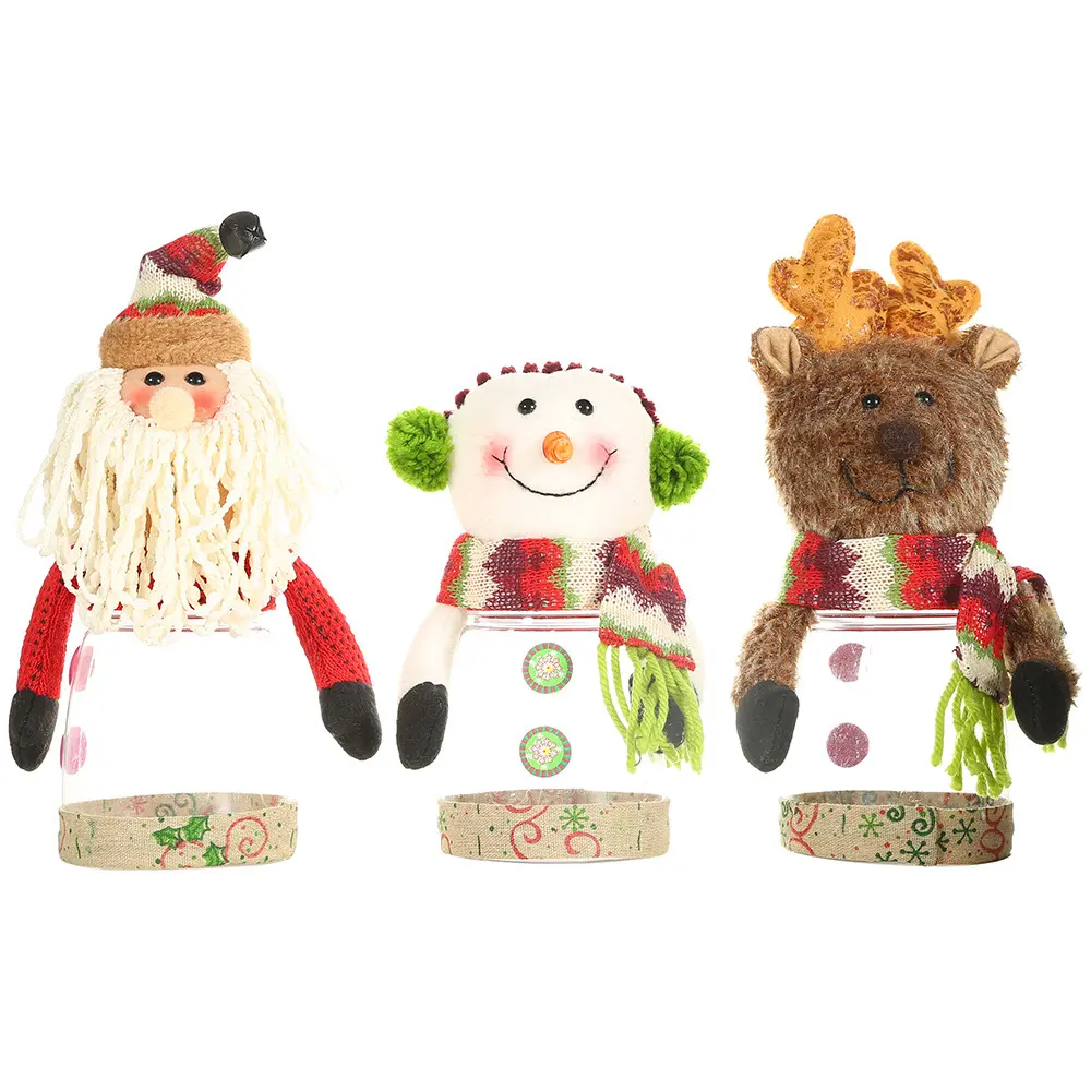 YQ-9590 giáng sinh kẹo Jar nhồi Plush Snowman giáng sinh kẹo trang trí