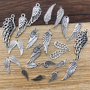 จี้รูปปีกโลหะผสมเงินโบราณ สำหรับทำเครื่องประดับ DIY ชิ้นส่วนโลหะผสมสังกะสีชุบ - Product Image 3
