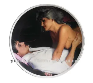 10" round white ceramic plate with cheeky pictures for giftwares