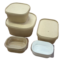 Conteneur alimentaire jetable biodégradable en papier kraft carré de 16 à 40 oz avec couvercle pour nouilles