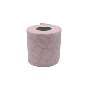 Toilet Paper Roll Tissue Printed Eco Friendly Emboss Wood Pulp Party 4D Pink 2 Ply Travel Size Toilet Tissue 18 Gsm 20000 Rolls