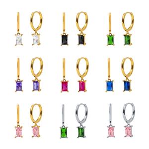 Nouveau personnalisé luxe rectangulaire Zircon boucles d'oreilles Simple mode femmes exquis bijoux cadeau - Product Image 3