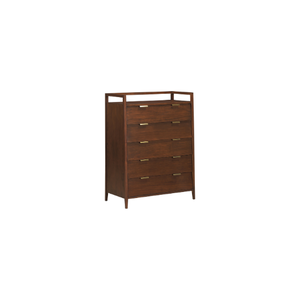 Commode haute en bois de style Mid-Century Modern, armoire de rangement à 6 tiroirs pour chambre à coucher, salon, organisateur de meubles pour la maison - Product Image 1